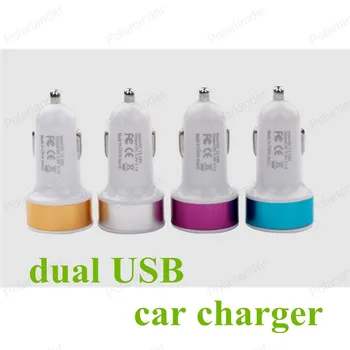 Aliuminio lydinio metalo apskrito automobilinis įkroviklis dual USB adapteris 2.1 1.0 automobilinio įkroviklio mažų telefonų 