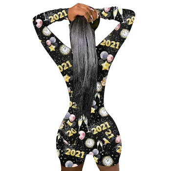 PING ZHAO Pavasarį Ir Rudenį Moterų Pižama Seksualus Sleepwear Mygtuką Bodysuits Trumpas Romper Onesies Laišką Playsuit