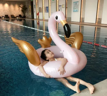 130cm Milžinišką Pink Flamingo Gold Wing Plaukimo Žiedas Pripučiamas Baseinas Plaukti Suaugusiems Vaikams Vandens Plūduriuojantis Beach Party, Žaislai