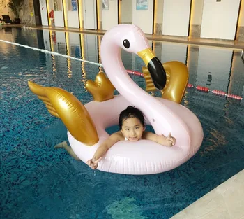 130cm Milžinišką Pink Flamingo Gold Wing Plaukimo Žiedas Pripučiamas Baseinas Plaukti Suaugusiems Vaikams Vandens Plūduriuojantis Beach Party, Žaislai