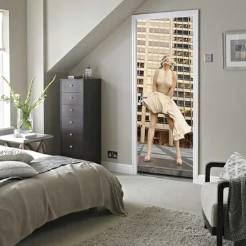 2vnt/komplektas 3D Durų Lipdukai Žmogaus Kūno Marilyn Monroe Meno Freskomis Decal Durys, Sienos, Namo Miegamąjį Kambarį Dekoro 38.5X200cm
