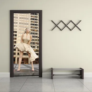 2vnt/komplektas 3D Durų Lipdukai Žmogaus Kūno Marilyn Monroe Meno Freskomis Decal Durys, Sienos, Namo Miegamąjį Kambarį Dekoro 38.5X200cm
