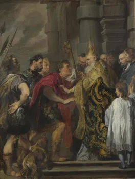 Specialus Pasiūlymas # TOP art - Anthony van Dyck -St Ambrose draudimo Theodosius iš Milano Katedra lakavimas-32