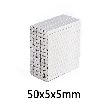 1~50PCS 50x5x5mm Storio Quadrate Nuolatiniai Magnetai Juostelės Neodimio Magnetas N35 50x5x5mm Stiprus NdFeB Magnetai, Magnetinio 50*5*5mm