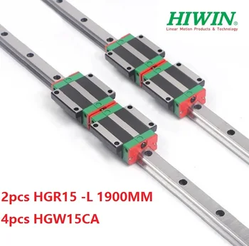 2vnt originalus Hiwin linijinės geležinkelių vadovas HGR15 -L 1900mm + 4pcs HGW15CA ( HGW15CC ) linijinės briaunos vežimo blokas cnc