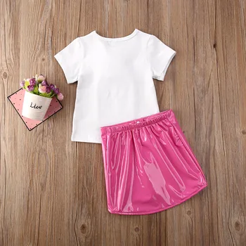 Vasarą Vaikams Baby Girl Drabužių Rinkiniai, 1-5Y Bamblys Vaikams Baby Girl 3D Gėlių T-Shirt Viršūnes Oda-Line Sijonas, Suknelė Apranga Vaikams