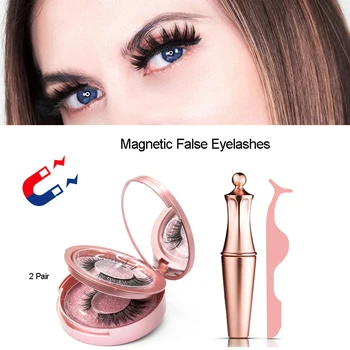 2 poros Magnetas Sumaišykite Blakstienos Nustatyti Magnetinio skystus akių kontūro & Magnetinio Netikrų Blakstienų & Tweezer Vandeniui Ilgalaikį Blakstienų rinkinys