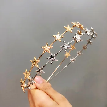 2019 Naujas Moterų Auksas, Sidabras Metalo Pentagram Star Plaukų juostos Geometrinės Hairbands Kaspinai Plaukų Lankelis Kasdien Šalis, Plaukų Aksesuarai