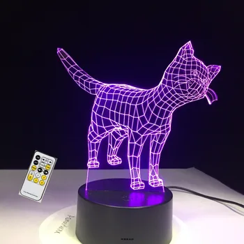 Mielas Mažai Katė Gyvūnų 3D Lampen 7 Spalvų USB Naktį Lempa LED Žibintai Vaikams Gimtadienio Dovana Paramos Dropshipping