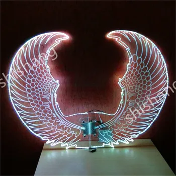 CY04 spalvotu LED apšviestas šviesos žėrintis šviesos drugelio sparnai pramoginiai šokiai pilvo šalis suknelė dj medžiaga įkraunama