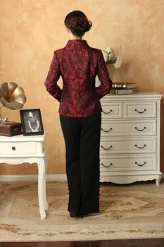 Stilingas Raudonos Mergina Satino Poliesterio Tango Kostiumas Kinijos Tradicinės Striukė Oficialų Elegantiškas Gėlių Kailis Dydis S M L XL XXL XXXL