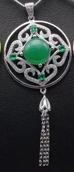Natūrali žalioji chalcedony perlas Pakabukas natūralus akmuo pakabukas karoliai S925 sidabro Šviesą turas pasisekė, Kutai mergina šalis, juvelyriniai dirbiniai