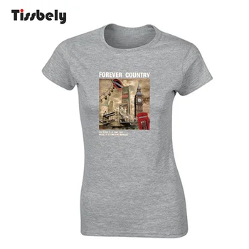 Tissbely Medvilnės Moterų Marškinėlius Spausdinimo Didžiosios Britanijos Mieste Nuotrauka Asmeninę T Shirts