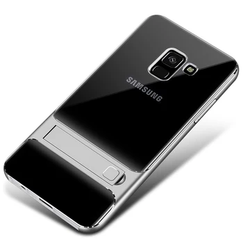 Skaidri, Aiški Atgal Hibridas Šarvai Dvigubo Sluoksnio su Atrama Telefono Case Cover For Samsung Galaxy A8 A8 Plius 2018