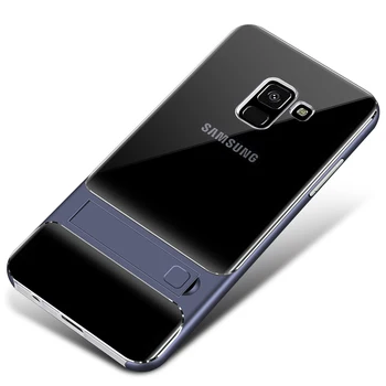 Skaidri, Aiški Atgal Hibridas Šarvai Dvigubo Sluoksnio su Atrama Telefono Case Cover For Samsung Galaxy A8 A8 Plius 2018