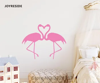 JOYRESIDE Paukščių Faunos Flamingo Sienos Rožinė Paukščių Pulko Pobūdžio Decal Vinilo Lipdukas Dekoras Miegamasis Vaikams vaikų Darželio Patalpos Dizaino Sieninis A402