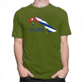 Kubos Kuba Žemėlapis, Vėliava Marškinėlius Vyras Mada Marškinėliai iš Anksto sumažėjo Medvilnė Tee Viršūnes, O kaklas Trumpas Rankovėmis Atspausdintas T-shirt Dovana Drabužiai