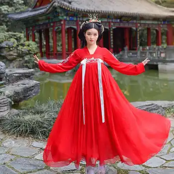 Kinijos Ventiliatorius Kostiumas Dreesse už Sweeth Šešiolika Raudona Kinų Tradicinė Suknelė Hanfu Moterų Han Fu, Kinų Apranga