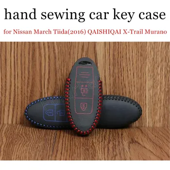 Tik Raudona tinka Nissan Kovo Tiida(2016 m.) QAISHIQAI XTrail Murano, rankų siuvimo, odos automobilio raktas padengti puikus kokybės