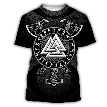 Viking simbolis - odin Tatuiruotė 3D Atspausdintas vyrų marškinėliai Harajuku Mados Trumpas rankovės marškinėliai vasaros streetwear Unisex marškinėlius viršūnes WS08