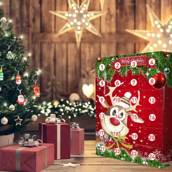 Kalėdų Atgalinės Atskaitos Advento Kalendorius 24 Dienos Siurprizas Box Set Kalėdų Dervos Pakabukas Keychain Vaikams Kalėdų Dovana