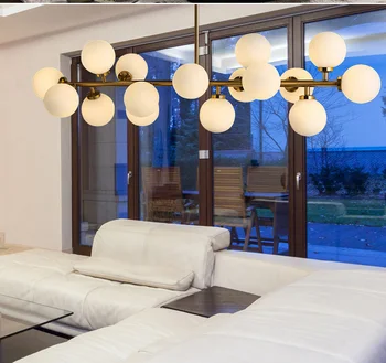 Kūrybos aukso valgomasis kambarys liustra modernių stiklo kabo lempa šviesos rungtynių sustabdymo šviestuvas G4X16 LED AC 85-265V