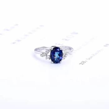 Akmuo baudos juvelyrikos gamykla didmeninė 6x8mm ovalo formos 925 sterlingas sidabro gamtos blue crystal žiedą, moterims