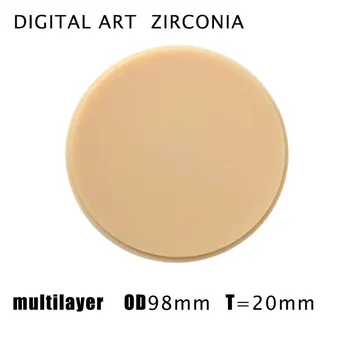 Digitalart Zirkonzahn Sistema Frezavimo Staklės Dantų multilayerPMMA Diskų storis PMMAML98mm20mmA1-D4