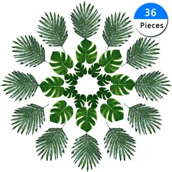 36pcs Dirbtinis Didelių Augalų Lapai Atogrąžų Palmių Lapų, Monstera, Imitavimas Lapai Augalų Lapai Namų vestuvių dekoravimas