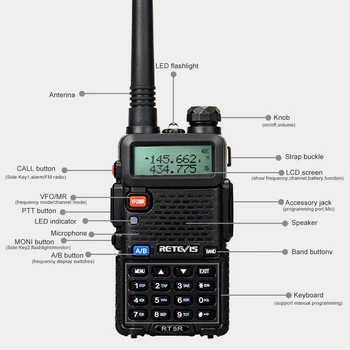 RETEVIS RT5R Walkie Talkie USB VHF UHF Dual Band Kumpis Radijo FM 10vnt dvipusis Radijo ryšys, skirtas Baofeng UV-5R UV5R RT-5R