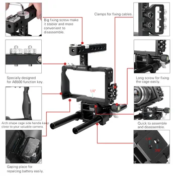 Andoer Profesionalūs Vaizdo Narve Įrenginys Rinkinys Filmas Priėmimo Sistema, w/15mm Lazdele Sony A6000 A6300 A6500 ILDC Veidrodžio kamera Kamera