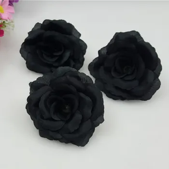 10VNT/Daug 8CM Dirbtinės Juodosios Rožės Šilko Gėlių Galvų 