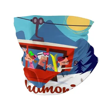 Chamonix Mont Blanc Funikulieriaus Plakatas Animacinių Filmų Šalikai Bandana