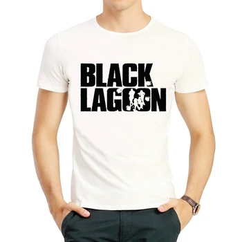 BLACK LAGOON Marškinėliai Baltos Spalvos Mens Trumpas Rankovės BLACK LAGOON Logotipas Marškinėliai Topai Tees marškinėlius Mados Anime, T-marškinėliai, Unisex