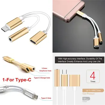 USB TIPO C iki 3,5 o kabelio TIPAS-C ausinių kabelį, TIPAS C telefonų įkrovimo adapteris