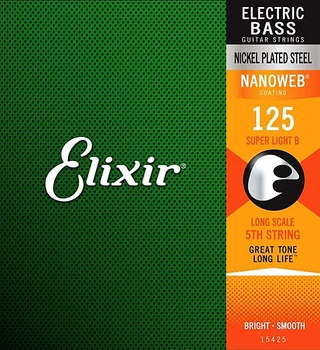 15425 nanoweb atskiri 5-string bass guitar, super light, B, .125, Eliksyras