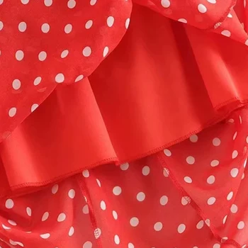 Atsitiktinis Raudona Polka Ar Suknelė Vasarą Moterys Backless Šifono Suknelė Atostogų Boho Paplūdimio Ruched Dress Vestidos Ritininės Sundress 2020 M.