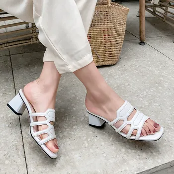 MEMUNIA 2020 karšto pardavimo moterų sandalai natūralios odos batai tuščiaviduriai iš vasaros batai aikštėje aukštakulnius batus šalies ponios batai