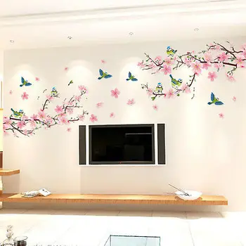 Naujas Mados Nuimamu 3D Peach Blossom Siena Lipdukas Meno Grafinis Žiedlapių Medžio Lipdukai Namo Kambaryje