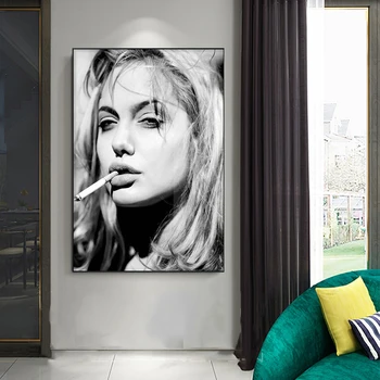 Juoda ir Balta Retro Stiliaus Kietas Rūkymas Moteris Drobė, Tapyba, Plakatų ir grafikos Sienos Menas Nuotraukas Kambarį Namų Dekoro
