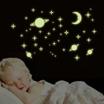 1 Pasirinkite Naujas Liuminescencinės Žvaigždės Lipduką Švyti Tamsoje Šviesos Planetų Sienų Lipdukai Vaikams, Kūdikio Kambario Puošmena