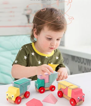 Vaikų Ikimokyklinio Dėlionė Montessori Montavimas Žaislas Sunkvežimis Mediniai Intelektualinis Iššūkis Mokymosi Švietimo Kūdikio Žaislai