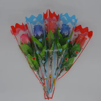 Plastikiniai LED lemputės Rožės Dirbtinės Gėlės Valentino Vestuvių Namų Šaliai Dekoro Dovanų Rinkinys