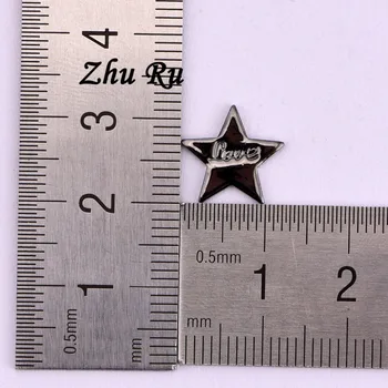 20pcs ZHU RU 11.5*1mm Didmeninė star pentagram Drožyba raidžių meilės Žavesio Pakabukas Moterų 