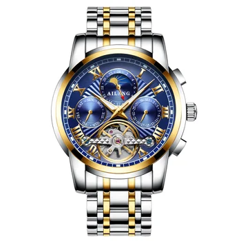 AILANG Skeletas Tourbillon Mechaninis laikrodis Vyrams, Automatinė Vandeniui Laikrodis Laikrodis Šviesos Vyrų Watch Big Dial Montre Homme