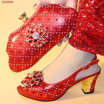 OLOMM Aukso spalvos italijos batai su atitikimo maišeliai vestuvių italija, Ponios italijos avalynės ir Pagalvių Rinkinys . N1-38