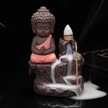 Tradicinis Mini Dūmų Krioklys Smilkalų Degiklis Censer Keramikos Mažai Vienuolis Mažas Buda Smilkalų Degiklis skirtas Namų Biuro Dekoras