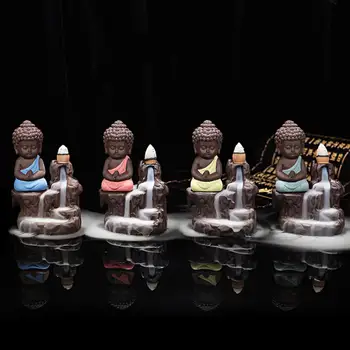 Tradicinis Mini Dūmų Krioklys Smilkalų Degiklis Censer Keramikos Mažai Vienuolis Mažas Buda Smilkalų Degiklis skirtas Namų Biuro Dekoras