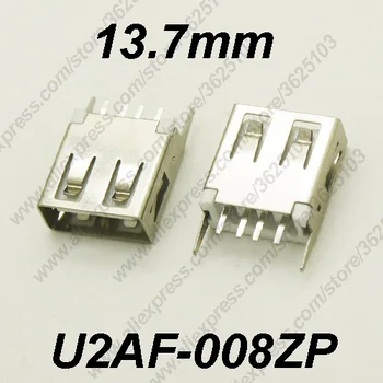 10VNT U2AF-008/U2AF-008P USB 2.0 Jungtis H=13.7 MM, Tiesios Kojos Įkrovimo Lizdas USB 2.0 Female Jack Duomenų Perdavimas