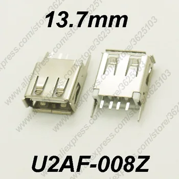 10VNT U2AF-008/U2AF-008P USB 2.0 Jungtis H=13.7 MM, Tiesios Kojos Įkrovimo Lizdas USB 2.0 Female Jack Duomenų Perdavimas